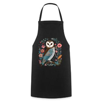 Niedliche Eule Vogel Federn Blumen Muster - Kochschürze - Schwarz - Vorne - AI Model Male 185 dark (185cm)