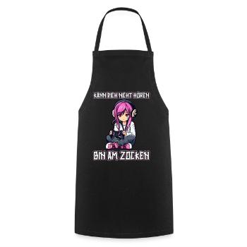 Gaming Konsole PC Zockerin Mädchen Gamer Girl - Kochschürze - Schwarz - Vorne - AI Model Male 185 dark (185cm)