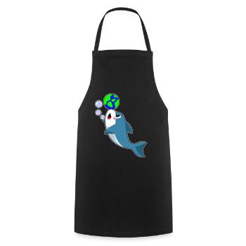 Dolphin Earth Globe - Cooking Apron - black - Front - AI Model Male 185 dark (185cm)
