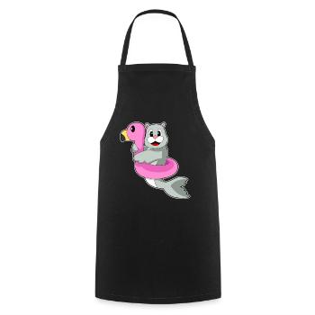 Seehund Schwimmen Schwimmring Sommer - Kochschürze - Schwarz - Vorne - AI Model Male 185 dark (185cm)