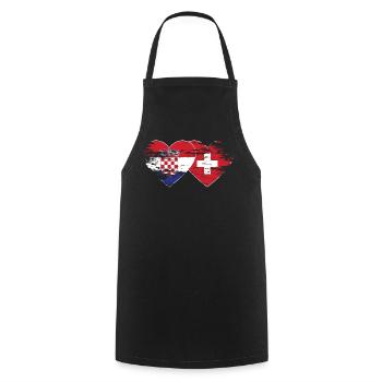 Croatie Suisse drapeau coeur utilisé - Tablier de cuisine - noir - Devant - AI Model Male 185 dark (185cm)