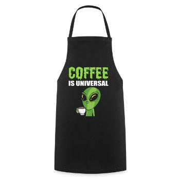 Alien drink coffee coffee addict - Cooking Apron - black - Front - AI Model Male 185 dark (185cm)