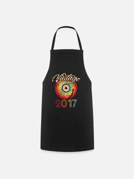 2017 Anniversaire Vinyle Vintage - Tablier de cuisine - noir