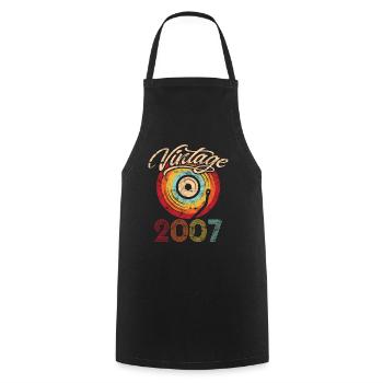 2007 Anniversaire Vinyle Vintage - Tablier de cuisine - noir - Devant - AI Model Male 185 dark (185cm)