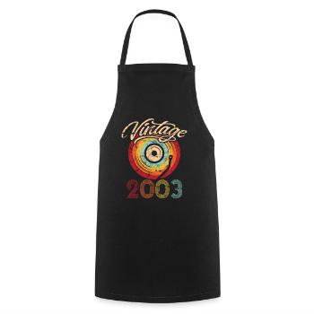 2003 Anniversaire Vinyle Vintage - Tablier de cuisine - noir - Devant - AI Model Male 185 dark (185cm)