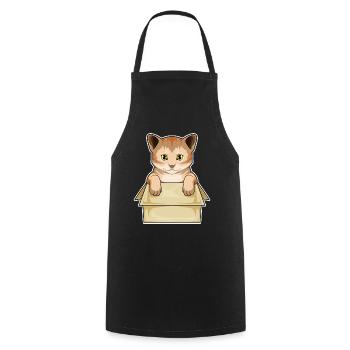 Cat Cardboard - Cooking Apron - black - Front - AI Model Male 185 dark (185cm)