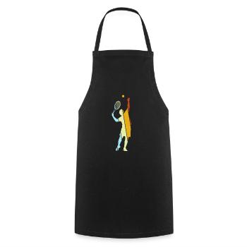 Tennis Rétro - Tablier de cuisine - noir - Devant - AI Model Male 185 dark (185cm)
