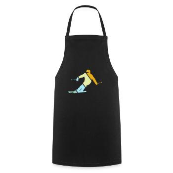 Ski Rétro - Tablier de cuisine - noir - Devant - AI Model Male 185 dark (185cm)