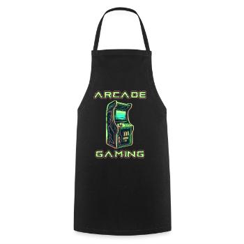 Arcade Gaming Retro Slots Games 80s Gamer - Cooking Apron - black - Front - AI Model Male 185 dark (185cm)