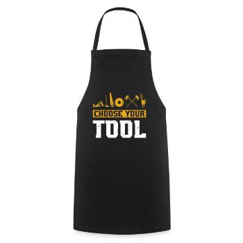 Choose Your Tool - Woodworkers Equipment & Joinery - Cooking Apron - black - Front - AI Model Male 185 dark (185cm)