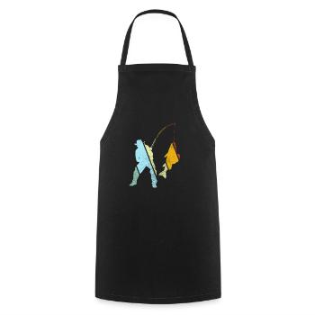 Angeln Retro - Kochschürze - Schwarz - Vorne - AI Model Male 185 dark (185cm)