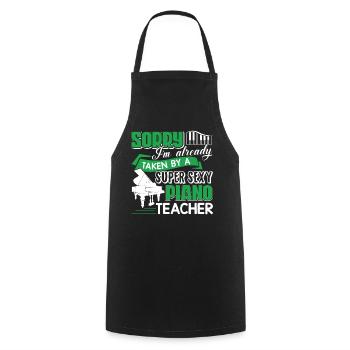 Piano Teacher Taken By Sexy Piano Teacher - Cooking Apron - black - Front - AI Model Male 185 dark (185cm)