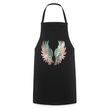Ethereal Pastel Wings - Cooking Apron - black - Front - AI Model Male 185 dark (185cm)