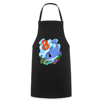 8th birthday motif dolphin - eight years old - Cooking Apron - black - Front - AI Model Male 185 dark (185cm)