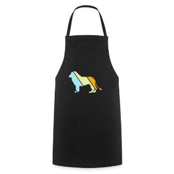 Lion rétro - Tablier de cuisine - noir - Devant - AI Model Male 185 dark (185cm)