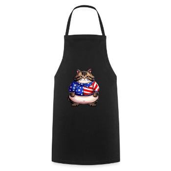 Chat drapeau américain - Tablier de cuisine - noir - Devant - AI Model Male 185 dark (185cm)