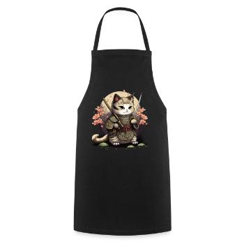 Chat Samouraï Kawaii Chat Ninja Japonais - Tablier de cuisine - noir - Devant - AI Model Male 185 dark (185cm)