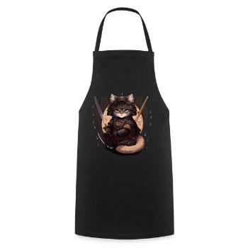 Samurai Katze Kawaii Japanische Ninja Katze - Kochschürze - Schwarz - Vorne - AI Model Male 185 dark (185cm)