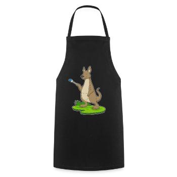 Kangaroo Painter Brush Painting - Cooking Apron - black - Front - AI Model Male 185 dark (185cm)