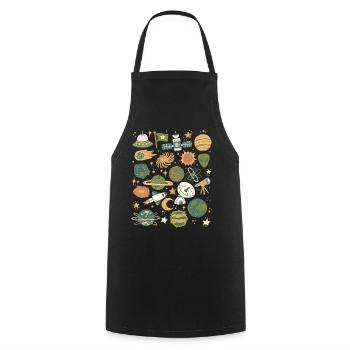 Astronomie, Espace, Univers, Espace, Planètes - Tablier de cuisine - noir - Devant - AI Model Male 185 dark (185cm)