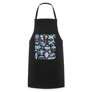 Aviation - Helicopter, Airplane, UFO - Cooking Apron - black - Front - AI Model Male 185 dark (185cm)