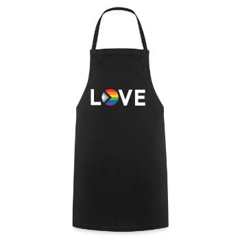 LGBT Pride Month - Love is Love - LGBTQIA+ Flag - Cooking Apron - black - Front - AI Model Male 185 dark (185cm)