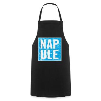 Napule Cards Typo Blue - Cooking Apron - black - Front - AI Model Male 185 dark (185cm)