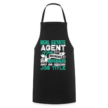 Real Estate Real Estate Agent Job Title - Cooking Apron - black - Front - AI Model Male 185 dark (185cm)