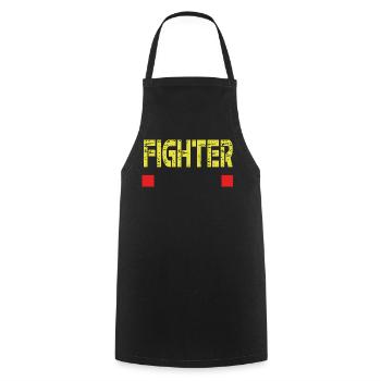 Base de texte FIGHTER - Tablier de cuisine - noir - Devant - AI Model Male 185 dark (185cm)