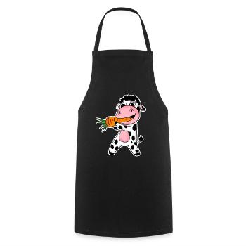 La vache mange la carotte - Tablier de cuisine - noir - Devant - AI Model Male 185 dark (185cm)