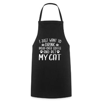 Café filtré à la main et amoureux des chats - Tablier de cuisine - noir - Devant - AI Model Male 185 dark (185cm)