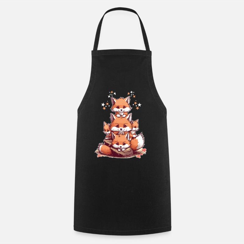Renard mignons - Tablier de cuisine - noir
