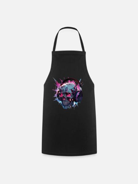 Skull Skull Kopfhörer Totenschädel Modern - Kochschürze - Schwarz