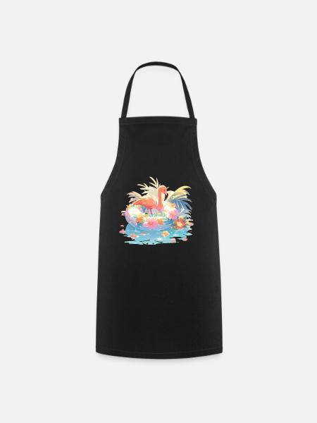 Rose Flamant rose Flamants roses Flamants Schimmreif - Tablier de cuisine - noir
