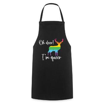 Pride Month LGBTQ - Oh Deer I'm Queer! - Cooking Apron - black - Front - AI Model Male 185 dark (185cm)