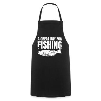 A great day of fishing - Cooking Apron - black - Front - AI Model Male 185 dark (185cm)