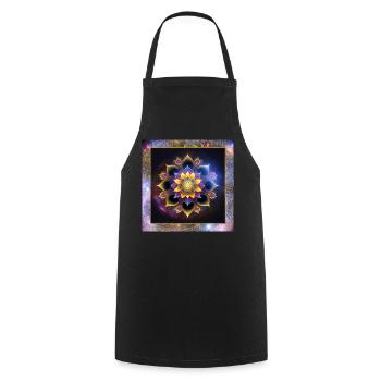 Mandala Lotusblume - Kochschürze - Schwarz - Vorne - AI Model Male 185 dark (185cm)