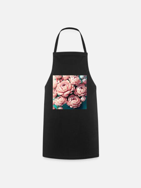 Blumen - Kochschürze - Schwarz