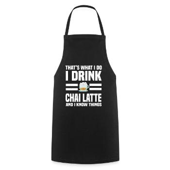 Chai Latte Spruch - Kochschürze - Schwarz - Vorne - AI Model Male 185 dark (185cm)