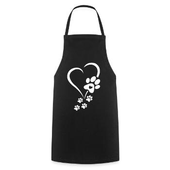 Patte de chien Cœur de bébé chiens - Pattes de chien Cœurs Patte de chien - Tablier de cuisine - noir - Devant - AI Model Male 185 dark (185cm)