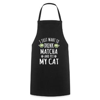 Matcha Und Katzenliebhaber Design - Kochschürze - Schwarz - Vorne - AI Model Male 185 dark (185cm)