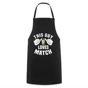 This guy loves matcha - Cooking Apron - black - Front - AI Model Male 185 dark (185cm)