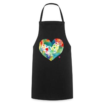 Heart - Cooking Apron - black - Front - AI Model Male 185 dark (185cm)