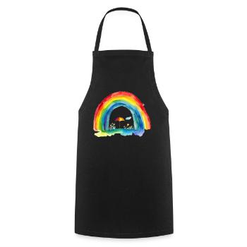Regenbogen - Kochschürze - Schwarz - Vorne - AI Model Male 185 dark (185cm)