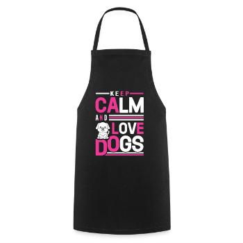 Restez calme et aimez les chiens - Tablier de cuisine - noir - Devant - AI Model Male 185 dark (185cm)