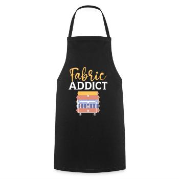 Addicted to fabrics, sewing, quilting, crocheting, sewing - Cooking Apron - black - Front - AI Model Male 185 dark (185cm)
