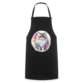 Persian cat - Cooking Apron - black - Front - AI Model Male 185 dark (185cm)
