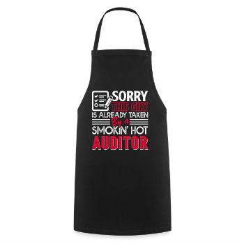 Auditor Taken By A Smoking Hot Auditor - Cooking Apron - black - Front - AI Model Male 185 dark (185cm)