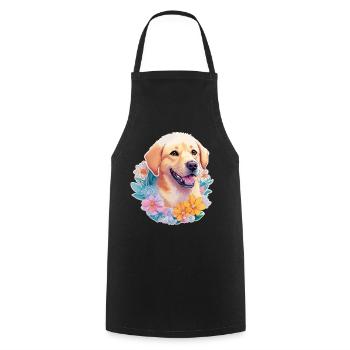 Chien Labrador Retriever avec motif de couronne de fleurs - Tablier de cuisine - noir - Devant - AI Model Male 185 dark (185cm)