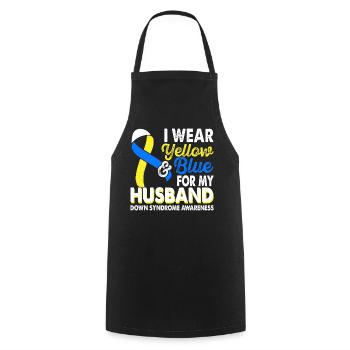 Wear yellow blue for the month of the - Cooking Apron - black - Front - AI Model Male 185 dark (185cm)
